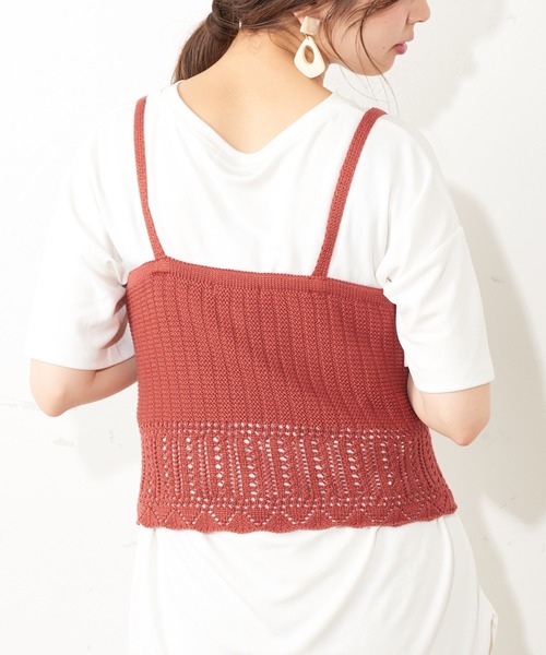 natural couture（ナチュラルクチュール）の「カギ針ニットキャミ（キャミソール・レディース・アイボリー/レッド/キャメル・FREE）」の10枚目の写真