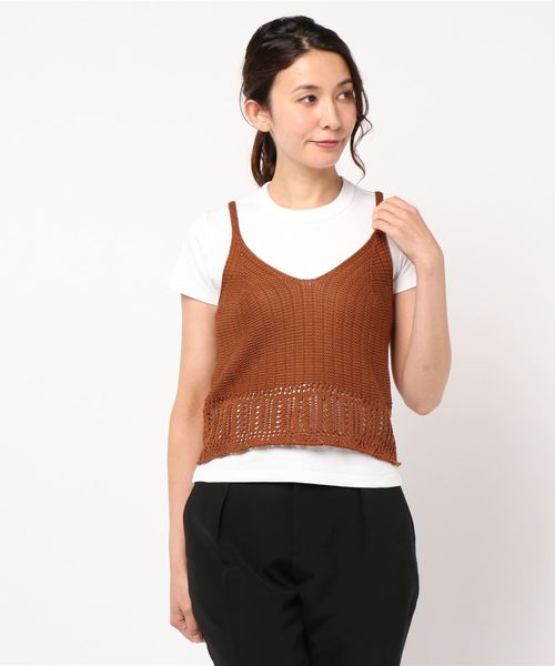 natural couture（ナチュラルクチュール）の「カギ針ニットキャミ（キャミソール・レディース・アイボリー/レッド/キャメル・FREE）」の21枚目の写真