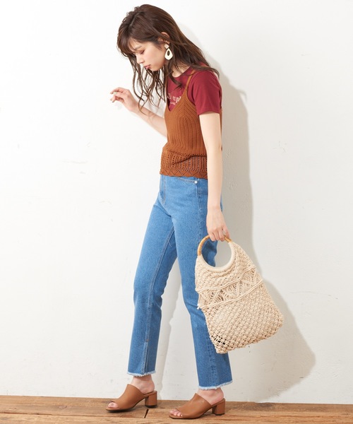 natural couture（ナチュラルクチュール）の「カギ針ニットキャミ（キャミソール・レディース・アイボリー/レッド/キャメル・FREE）」の22枚目の写真