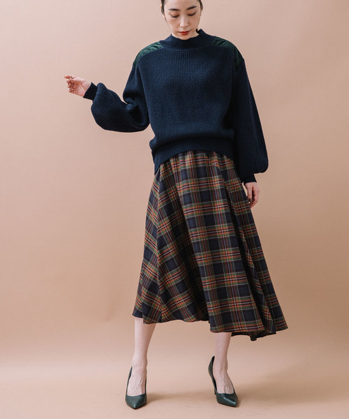 MARECHAL TERRE（マルシャルテル）の「チェックスカート（スカート・レディース・ベージュ/グリーン・ONE SIZE）」の3枚目の写真