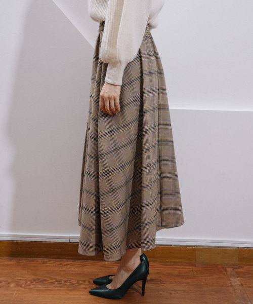 MARECHAL TERRE（マルシャルテル）の「チェックスカート（スカート・レディース・ベージュ/グリーン・ONE SIZE）」の5枚目の写真