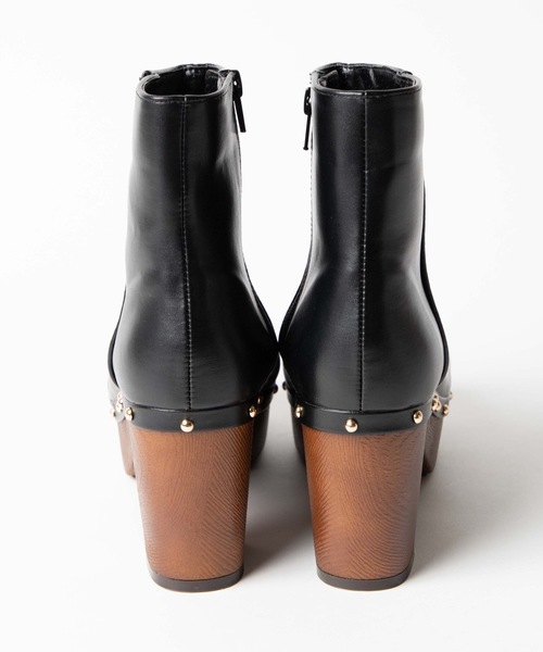 WEGO（ウィゴー）の「WEGO/スタッズ付きウッドソールブーツ（ブーツ・レディース・ブラウン/ブラック・MEDIUM/LARGE）」の6枚目の写真