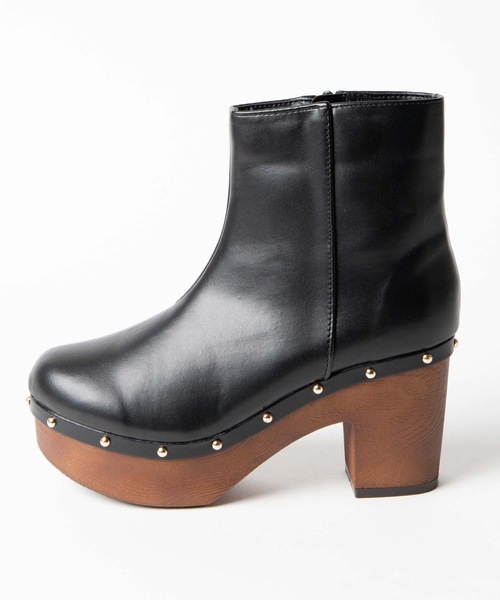 WEGO（ウィゴー）の「WEGO/スタッズ付きウッドソールブーツ（ブーツ・レディース・ブラウン/ブラック・MEDIUM/LARGE）」の7枚目の写真