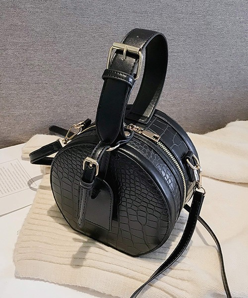 shopnikoniko（ショップニコニコ）の「クロコ調ラウンドバッグ（ショルダーバッグ・レディース・ブラック/ブラウン・フリー）」の2枚目の写真