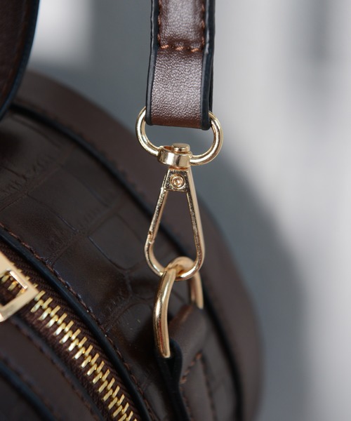 shopnikoniko（ショップニコニコ）の「クロコ調ラウンドバッグ（ショルダーバッグ・レディース・ブラック/ブラウン・フリー）」の8枚目の写真