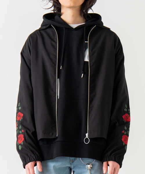 WEGO（ウィゴー）の「WEGO/【セットアップ対応商品】ローズ刺繍スウィングトップ/シャツジャケット（ブルゾン・メンズ・ピンク/ブラック・MEDIUM/LARGE）」の17枚目の写真