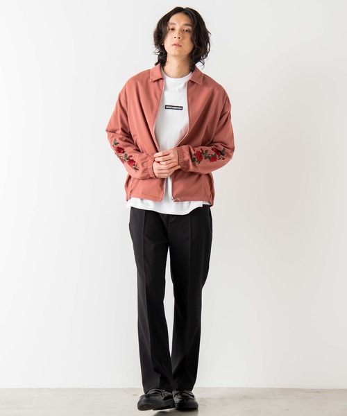 WEGO（ウィゴー）の「WEGO/【セットアップ対応商品】ローズ刺繍スウィングトップ/シャツジャケット（ブルゾン・メンズ・ピンク/ブラック・MEDIUM/LARGE）」の18枚目の写真