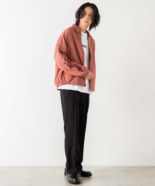 WEGO（ウィゴー）の「WEGO/【セットアップ対応商品】ローズ刺繍スウィングトップ/シャツジャケット（ブルゾン・メンズ・ピンク/ブラック・MEDIUM/LARGE）」の3枚目の写真