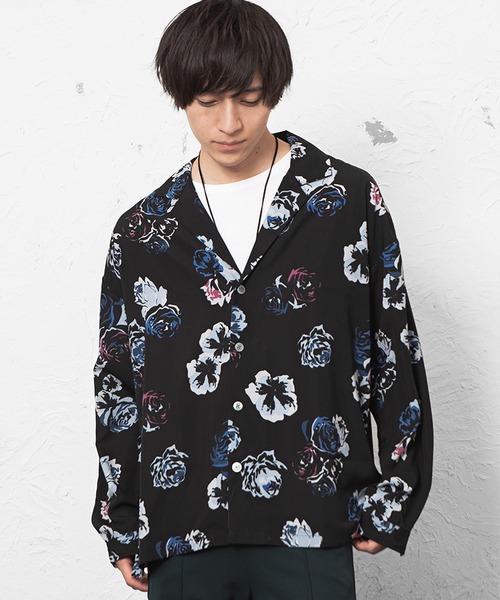 Minority マイノリティ の 春夏新作 オープンカラーシャツ ビッグシルエット 花柄 プリント シャツ シャツ ブラウス Wear