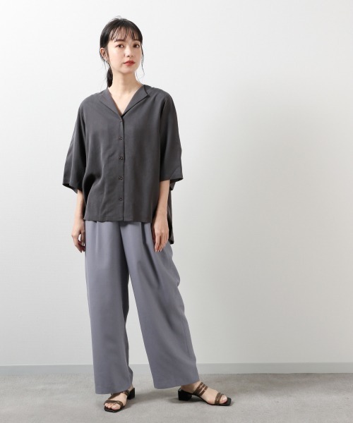 LOWRYS FARM（ローリーズファーム）の「テンセルノーカラーシャツ　879004（シャツ/ブラウス・レディース・チャコールグレー/イエロー/アイボリー・FREE）」の7枚目の写真