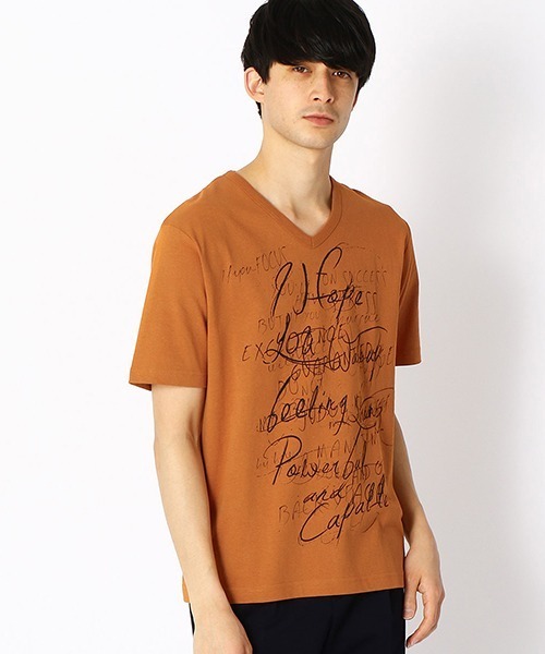 COMME CA ISM(コムサイズム)の「Vネック プリントTシャツ(Tシャツ/カットソー・メンズ・ホワイト/ブラック/カーキ/オレンジ・MEDIUM/LARGE/X-LARGE)」の12枚目の写真