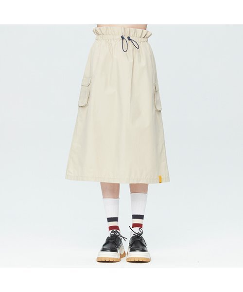 ROMANTIC CROWN(ロマンティッククラウン)の「『ROMANTIC CROWN』GNAC EASY BANDING SKIRT/GNAC イージーバンディングスカート(スカート・レディース・ベージュ/ネイビー・M)」の1枚目の写真