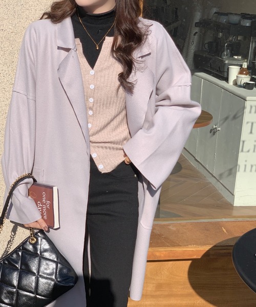 ABITOKYO（アビトーキョー）の「オーバーサイズ チュニックチェスターコート（チェスターコート・レディース・ブラック/ブラウン/グレー/ライトベージュ/ブルーグレー/キャメル・L/M）」の21枚目の写真