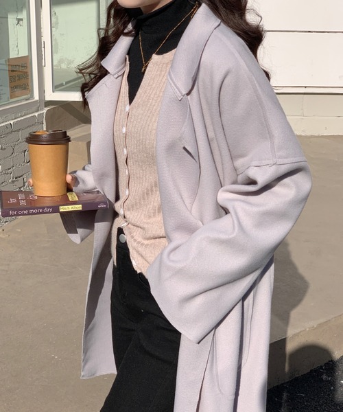 ABITOKYO（アビトーキョー）の「オーバーサイズ チュニックチェスターコート（チェスターコート・レディース・ブラック/ブラウン/グレー/ライトベージュ/ブルーグレー/キャメル・L/M）」の20枚目の写真