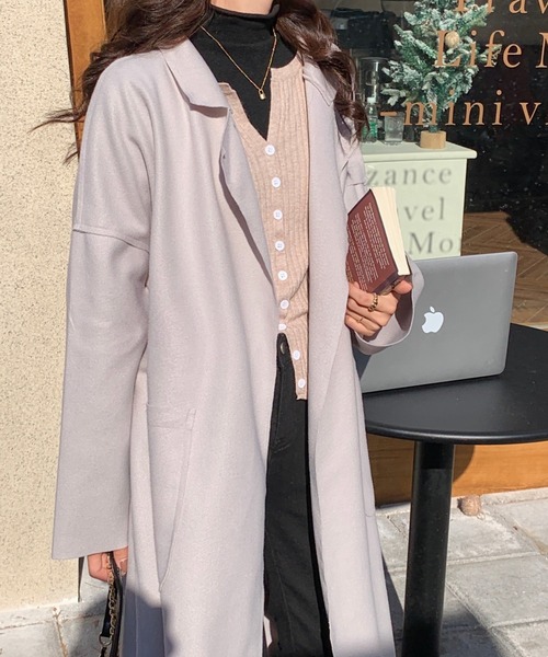 ABITOKYO（アビトーキョー）の「オーバーサイズ チュニックチェスターコート（チェスターコート・レディース・ブラック/ブラウン/グレー/ライトベージュ/ブルーグレー/キャメル・L/M）」の17枚目の写真