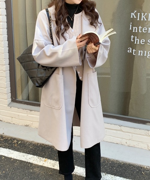 ABITOKYO（アビトーキョー）の「オーバーサイズ チュニックチェスターコート（チェスターコート・レディース・ブラック/ブラウン/グレー/ライトベージュ/ブルーグレー/キャメル・L/M）」の16枚目の写真