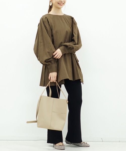 archives（アルシーヴ）の「サイドリボンチュニック（シャツ/ブラウス・レディース・ブラウン/ブルー/オフホワイト・MEDIUM）」の7枚目の写真