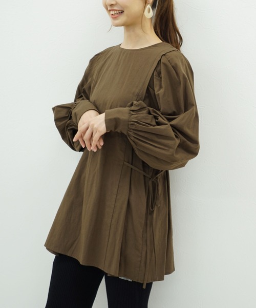 archives（アルシーヴ）の「サイドリボンチュニック（シャツ/ブラウス・レディース・ブラウン/ブルー/オフホワイト・MEDIUM）」の11枚目の写真