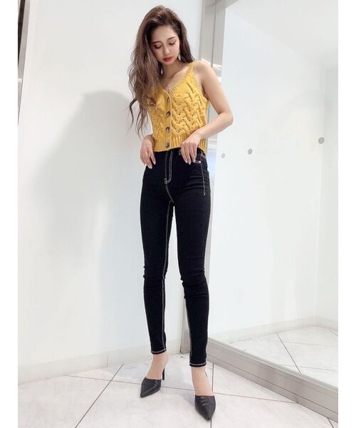 GYDA ワンウォッシュハイウエストパンツ カラーインディゴ 即日発送！GYDA ハイウエスト ワンウォッシュ スキニーパンツ インディゴ