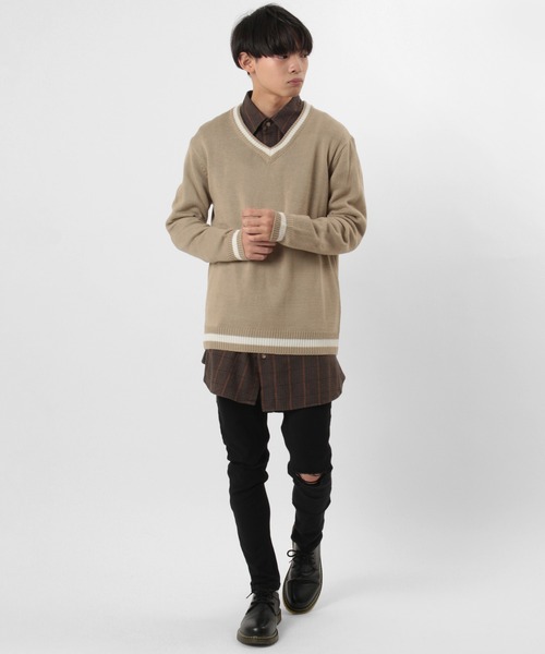 make a ray!（メイク ア レイ！）の「オーバーサイズ チルデンニット セーター（ニット/セーター・メンズ・ベージュ/グレー/オフホワイト/ブラック・M/L/XL）」の11枚目の写真