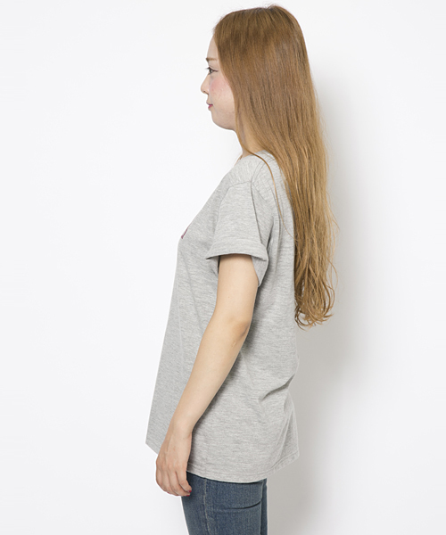 X-girl（エックスガール）の「GLITTER BOX LOGO S/S BIG TEE（Tシャツ/カットソー・レディース・ピンク/ネイビー/ホワイト/ブラック/アッシュ・ONE SIZE）」の7枚目の写真