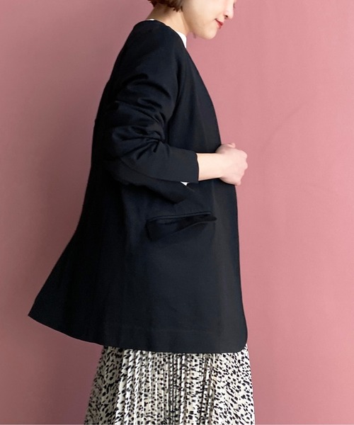 PICCIN(ピッチン)の「ノーカラージャケット(ノーカラージャケット・レディース・ブラック/キャメル・M)」の4枚目の写真