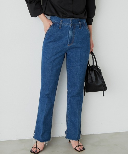 Aunt Marie's（アントマリーズ）の「ベーシックハイウエストセミフレアデニム（デニムパンツ・レディース・ブラック/ネイビー/ブラック系その他・SMALL/MEDIUM/LARGE）」の3枚目の写真