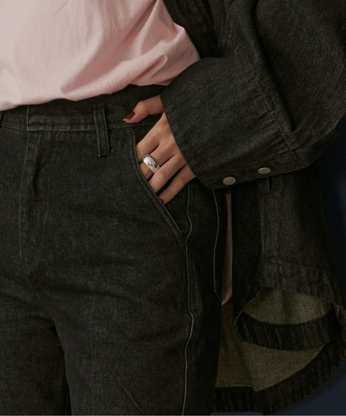 Aunt Marie's（アントマリーズ）の「ベーシックハイウエストセミフレアデニム（デニムパンツ・レディース・ブラック/ネイビー/ブラック系その他・SMALL/MEDIUM/LARGE）」の6枚目の写真