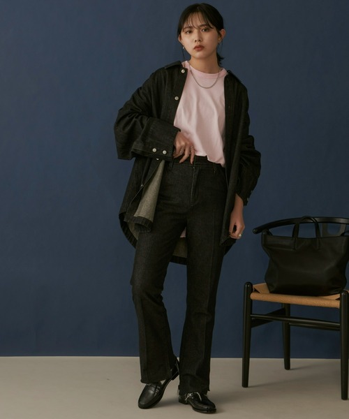 Aunt Marie's（アントマリーズ）の「ベーシックハイウエストセミフレアデニム（デニムパンツ・レディース・ブラック/ネイビー/ブラック系その他・SMALL/MEDIUM/LARGE）」の7枚目の写真