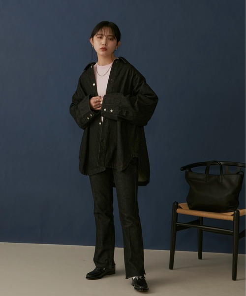 Aunt Marie's（アントマリーズ）の「ベーシックハイウエストセミフレアデニム（デニムパンツ・レディース・ブラック/ネイビー/ブラック系その他・SMALL/MEDIUM/LARGE）」の8枚目の写真