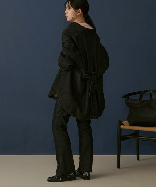 Aunt Marie's（アントマリーズ）の「ベーシックハイウエストセミフレアデニム（デニムパンツ・レディース・ブラック/ネイビー/ブラック系その他・SMALL/MEDIUM/LARGE）」の9枚目の写真