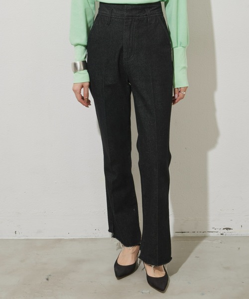 Aunt Marie's（アントマリーズ）の「ベーシックハイウエストセミフレアデニム（デニムパンツ・レディース・ブラック/ネイビー/ブラック系その他・SMALL/MEDIUM/LARGE）」の16枚目の写真