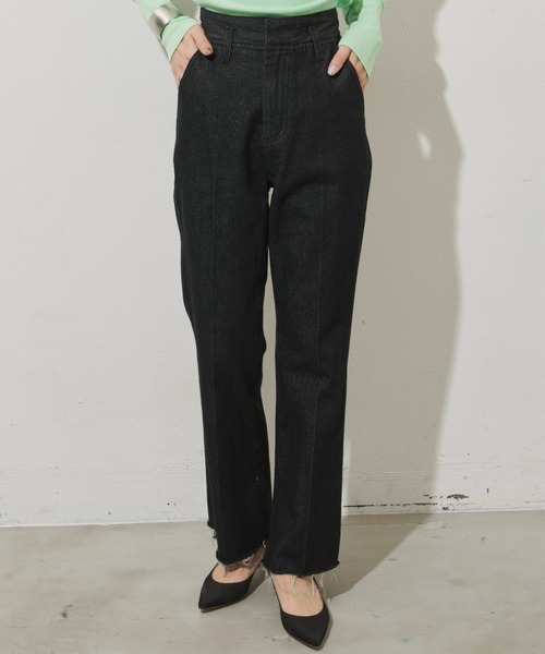 Aunt Marie's（アントマリーズ）の「ベーシックハイウエストセミフレアデニム（デニムパンツ・レディース・ブラック/ネイビー/ブラック系その他・SMALL/MEDIUM/LARGE）」の17枚目の写真