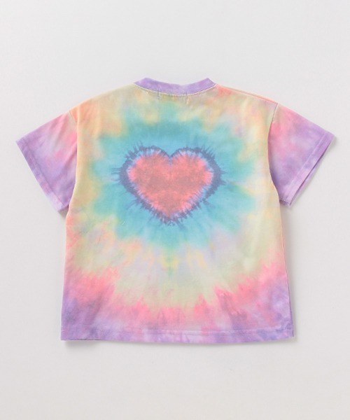 X-girl Stages（エックスガールステージス）の「ハートモチーフタイダイ柄ビッグロゴプリントTシャツ（Tシャツ/カットソー・キッズ・パープル/マルチ/イエロー・120cm/110cm/80ｃｍ/140cm/90cm/100cm/130cm）」の7枚目の写真