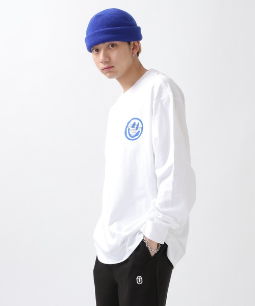ISTKUNST（イストクンスト）の「【UNISEX】ISTKUNST／LOGO&SMILEYロンT 2940858（Tシャツ/カットソー・メンズ・ホワイト/ブラック/ライトパープル/ネイビー/ライトグレー・SMALL/MEDIUM/LARGE）」の6枚目の写真