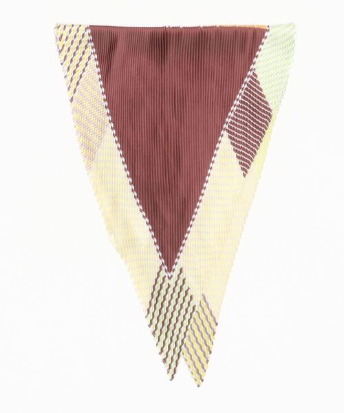 N.(N. Natural Beauty Basic)(エヌエヌナチュラルビューティーベーシック)の「プリーツラウンドボーダースカーフ(ストール/ショール・レディース・ブルー/イエロー・フリ-)」の3枚目の写真