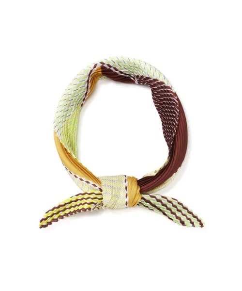 N.(N. Natural Beauty Basic)(エヌエヌナチュラルビューティーベーシック)の「プリーツラウンドボーダースカーフ(ストール/ショール・レディース・ブルー/イエロー・フリ-)」の1枚目の写真