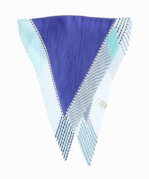 N.(N. Natural Beauty Basic)(エヌエヌナチュラルビューティーベーシック)の「プリーツラウンドボーダースカーフ(ストール/ショール・レディース・ブルー/イエロー・フリ-)」の5枚目の写真