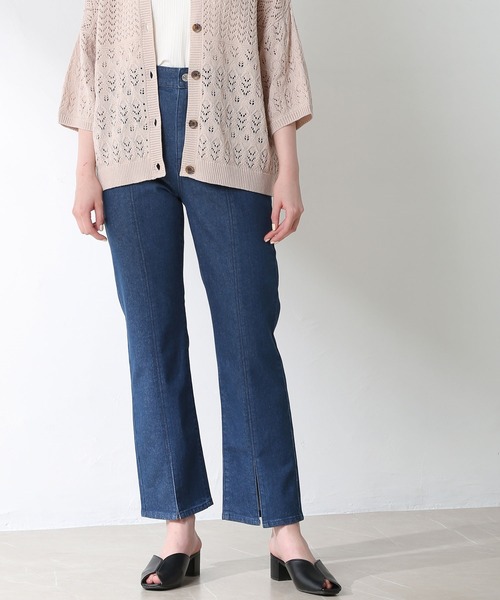 Honeys（ハニーズ）の「裾スリットデニムパンツ（デニムパンツ・レディース・グレー/インディゴブルー/ブルー/ホワイト・S/M/L）」の3枚目の写真