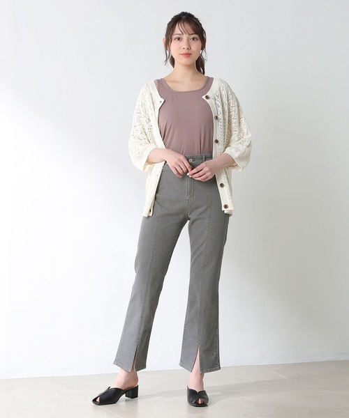 Honeys（ハニーズ）の「裾スリットデニムパンツ（デニムパンツ・レディース・グレー/インディゴブルー/ブルー/ホワイト・S/M/L）」の5枚目の写真