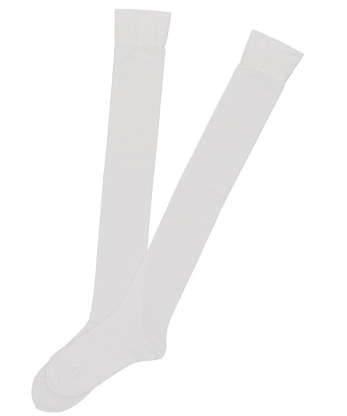 SPINNS（スピンズ）の「サラサラ生地で履き心地抜群♪ナイロン ニーハイソックス/膝上ロングソックス（ソックス/靴下・レディース・ホワイト/ブラック・ONESIZE）」の21枚目の写真