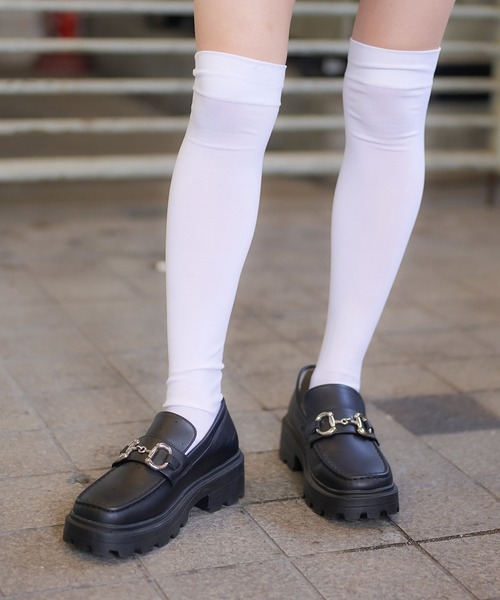 サラサラ生地で履き心地抜群♪ナイロン ニーハイソックス/膝上ロング