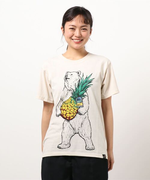 go slow caravan(ゴースローキャラバン)の「eco lead リサイクル天竺 パイナップルクマTEE W(Tシャツ/カットソー・レディース・グリーン系その他/ナチュラル・FREE)」の9枚目の写真