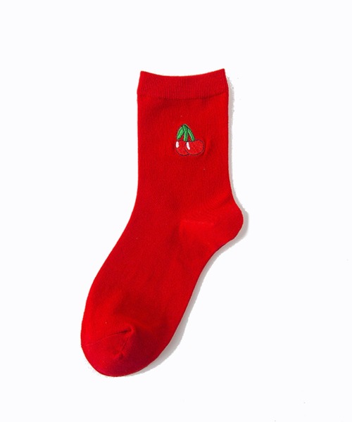 「kakko」（カッコ）の「レディース 果物ワンポイントソックス靴下 クルー丈（ソックス/靴下・レディース・ピンク/ホワイト/イエロー/レッド/ダークグリーン/ブラック・FREE）」の8枚目の写真