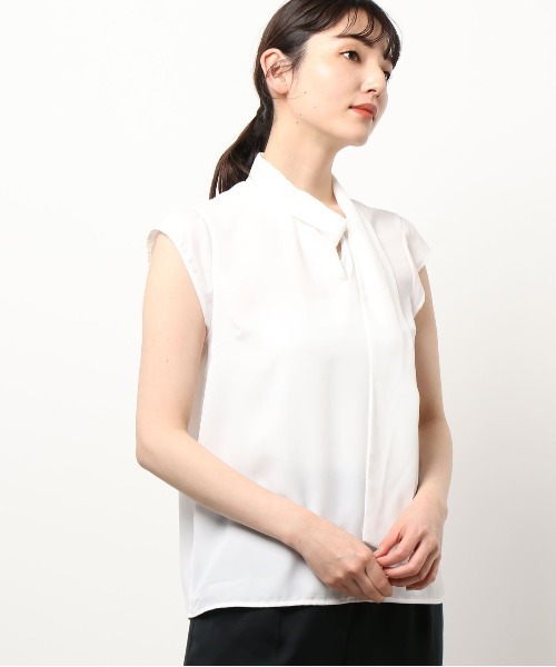 12Twelve Agenda(トゥエルブ アジェンダ)の「アシメボウタイフレンチスリーブブラウス(シャツ/ブラウス・レディース・ブラック/オフホワイト/ミント・M)」の2枚目の写真