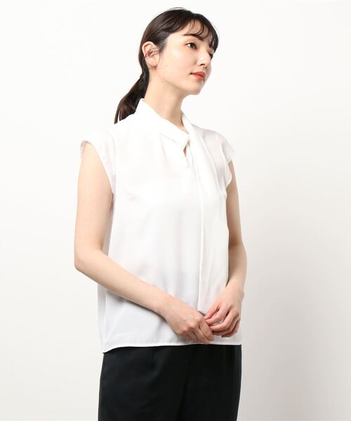 12Twelve Agenda(トゥエルブ アジェンダ)の「アシメボウタイフレンチスリーブブラウス(シャツ/ブラウス・レディース・ブラック/オフホワイト/ミント・M)」の5枚目の写真