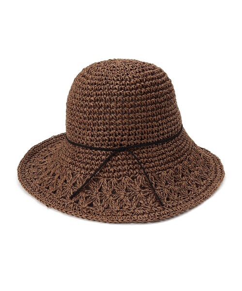 DRESKIP（ドレスキップ）の「◆透かし柄雑材細編みハット（ハット・レディース・ベージュ/ベージュ系4/ブラウン系/ネイビー・00）」の6枚目の写真
