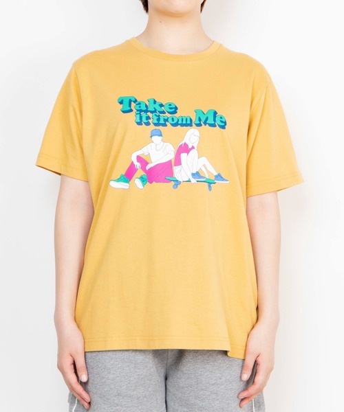 WEGO(ウィゴー)の「WEGO/カップルモチーフスケボーTシャツ(Tシャツ/カットソー・レディース・イエロー/スミクロ・SMALL/MEDIUM/LARGE/X-LARGE)」の7枚目の写真