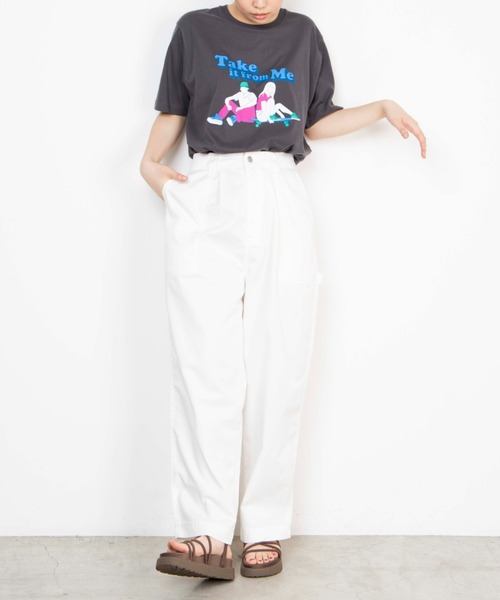 WEGO(ウィゴー)の「WEGO/カップルモチーフスケボーTシャツ(Tシャツ/カットソー・レディース・イエロー/スミクロ・SMALL/MEDIUM/LARGE/X-LARGE)」の10枚目の写真