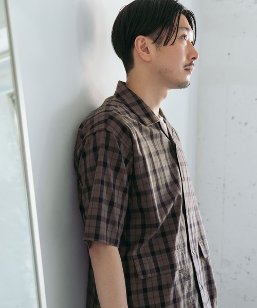 URBAN RESEARCH DOORS(アーバンリサーチドアーズ)の「チェックオープンカラーシャツ(シャツ/ブラウス・メンズ・ベージュ/ブラウン/ブルー・40/38)」の2枚目の写真